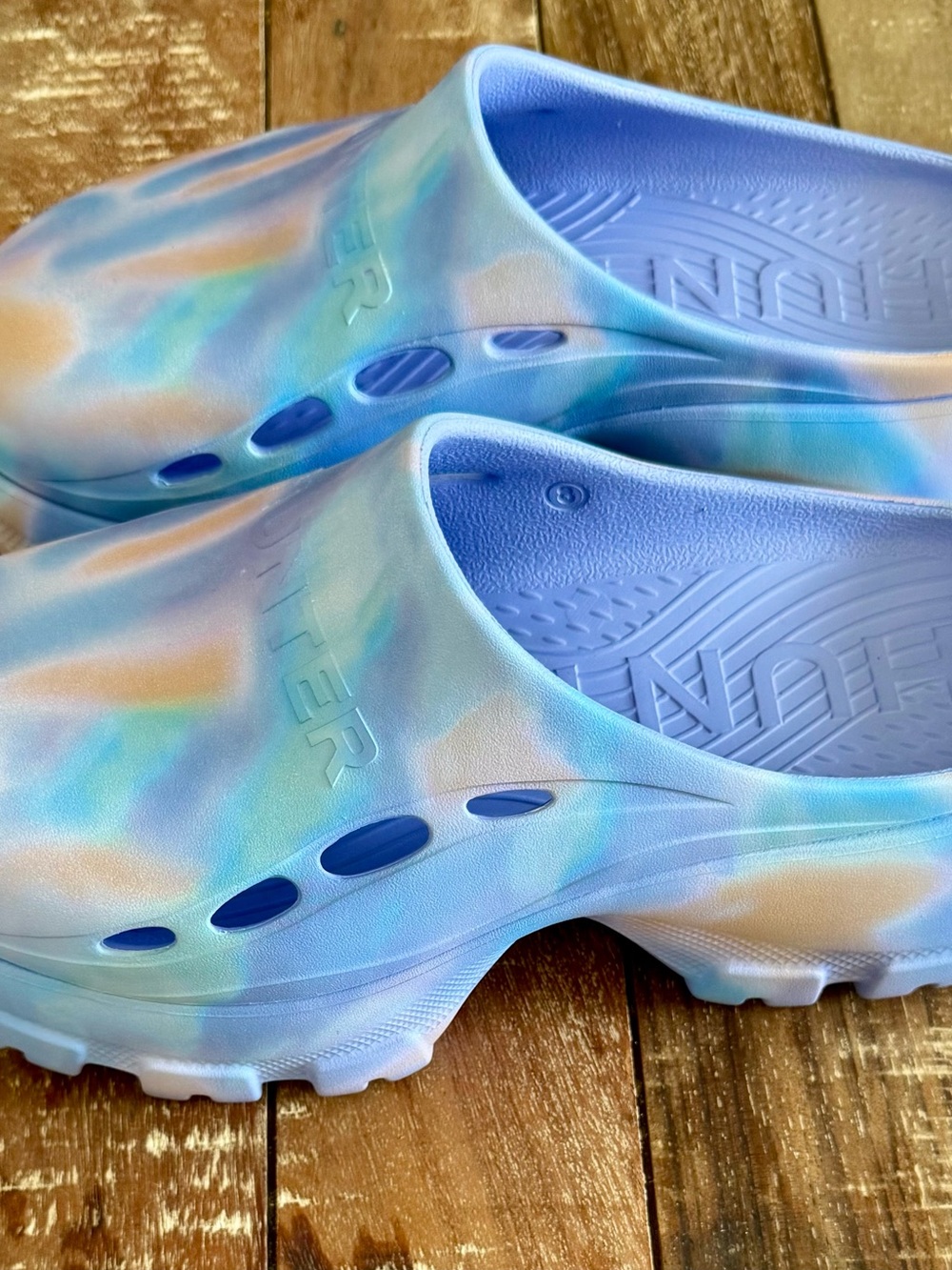 Hunter Tie Dye Platform Clogs Size 8 Pastel Slip On Rubber Chunky - Picture 4 of 10
